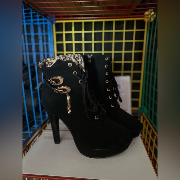 Tonglida-Women's chunky platform boots elegant round heel ankle boots high heels - Picture 4 of 14